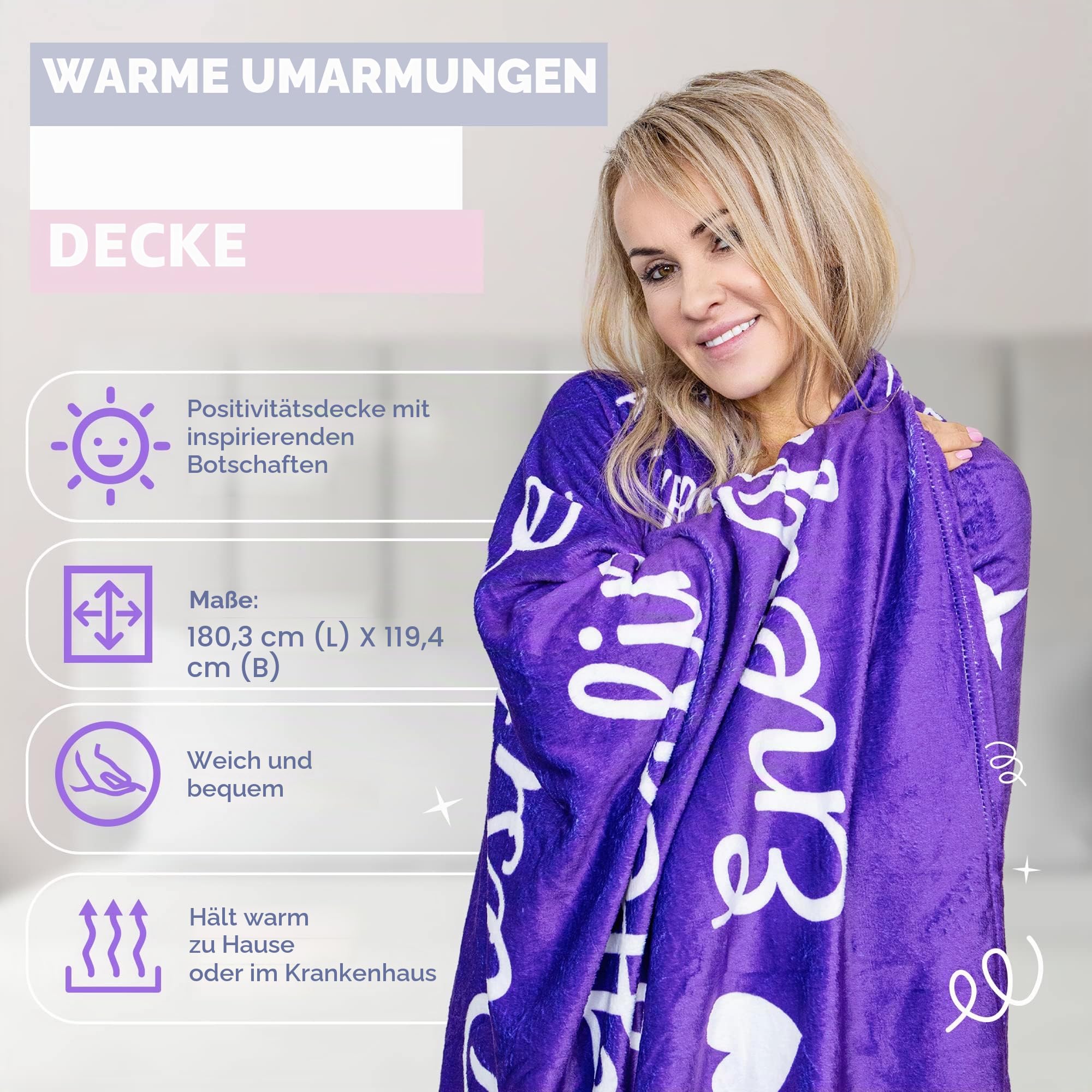 Loving Hue Get Well Soon Chemo-Pflegepaket für Frauen, 6-teiliges Set, beruhigende Geschenke für Krebspatienten für Chemopatienten, Genesungsgeschenke für Frauen nach Operationen (Lila)