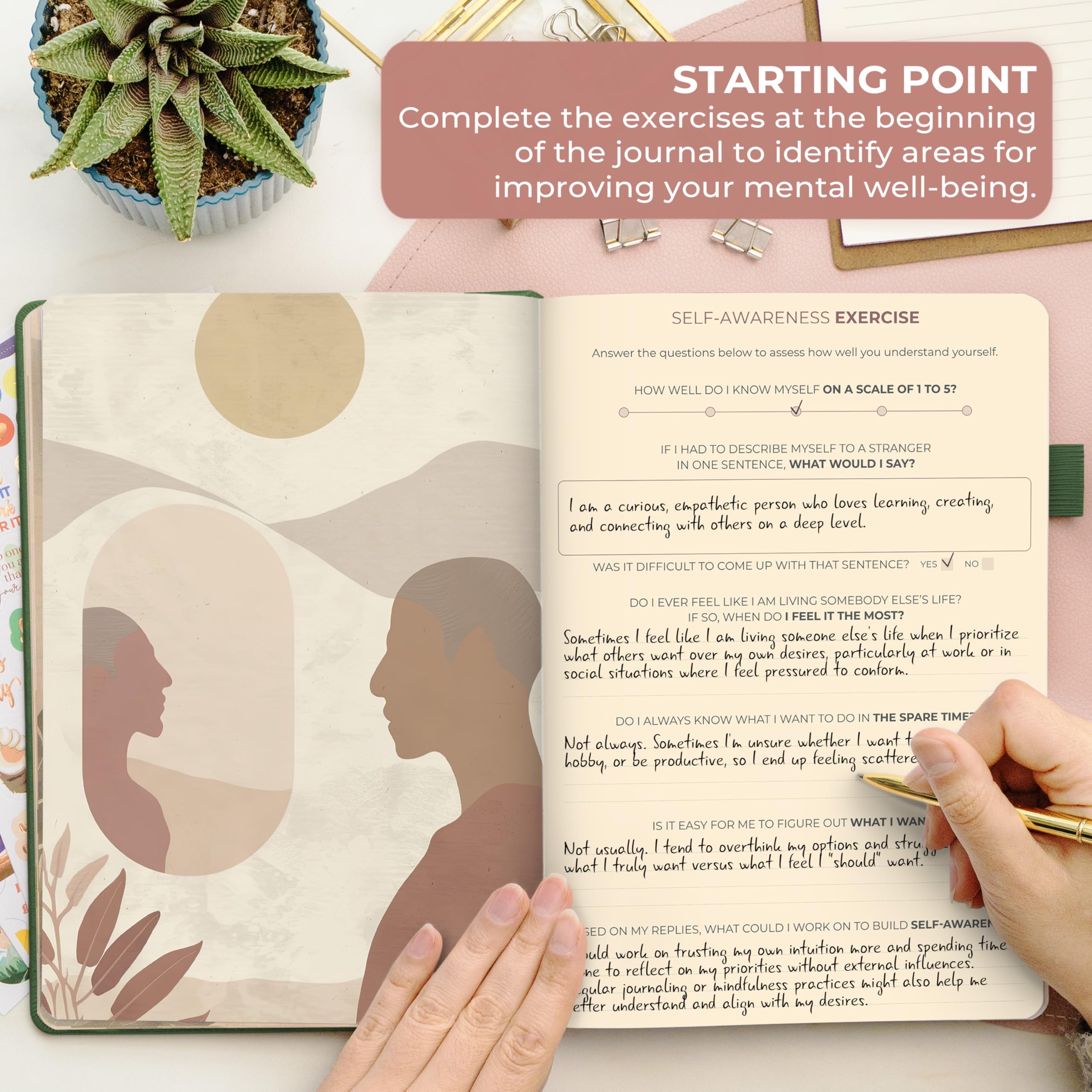 Clever Fox Inner Peace Journal – Diario guiado para aliviar el estrés y la ansiedad con indicaciones – Cuaderno de curación y autodescubrimiento para mujeres y hombres (verde bosque)