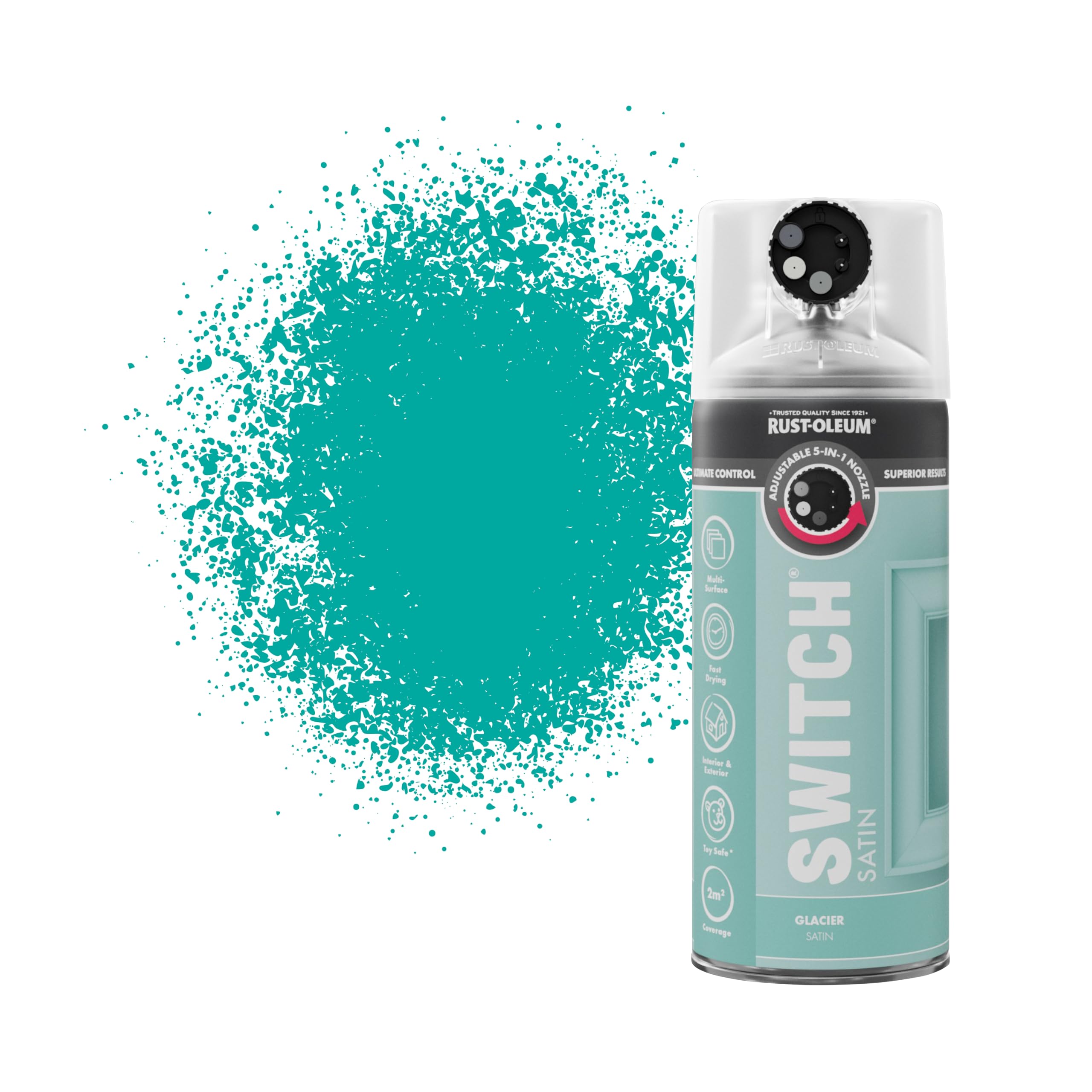 Rust-Oleum Glacier Switch 5 In 1 Nozzle Multi Surface Topcoat Decorative Spray Paint Aerosol 400Ml Satin Finish