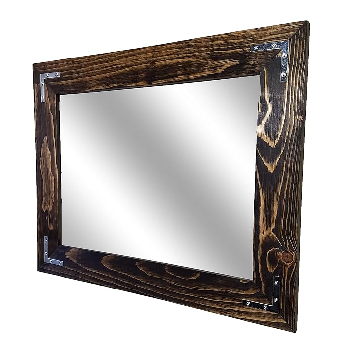 Buy Shiplap Large Framed Mirror with Decorative Corner Brackets
