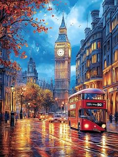 5D London Street View Diamond Art 12x16 Inch Full Drill Diamond Painting Kits for Adults & Beginners - DIY Art Crafts for Relaxation and Home Wall Decor 1