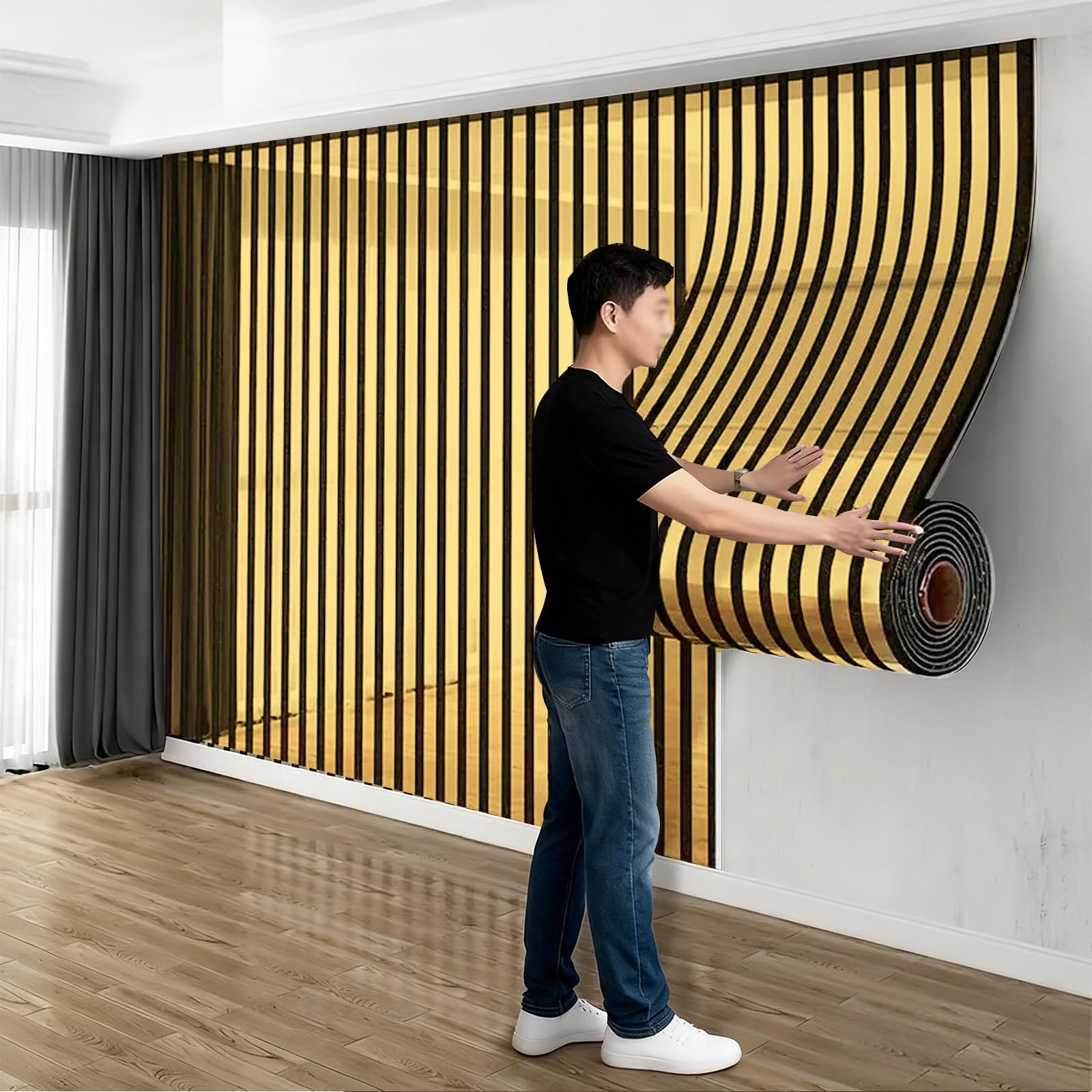 Tarwanear Self Adhesive Thermal Insulation Wallpaper 6 mm Thick 2 Roll Peel and Stick Wallpaper Reflective Removable Wall Panel Living Room Bedroom Waterproof Backsplash Countertop,40cm x 3m