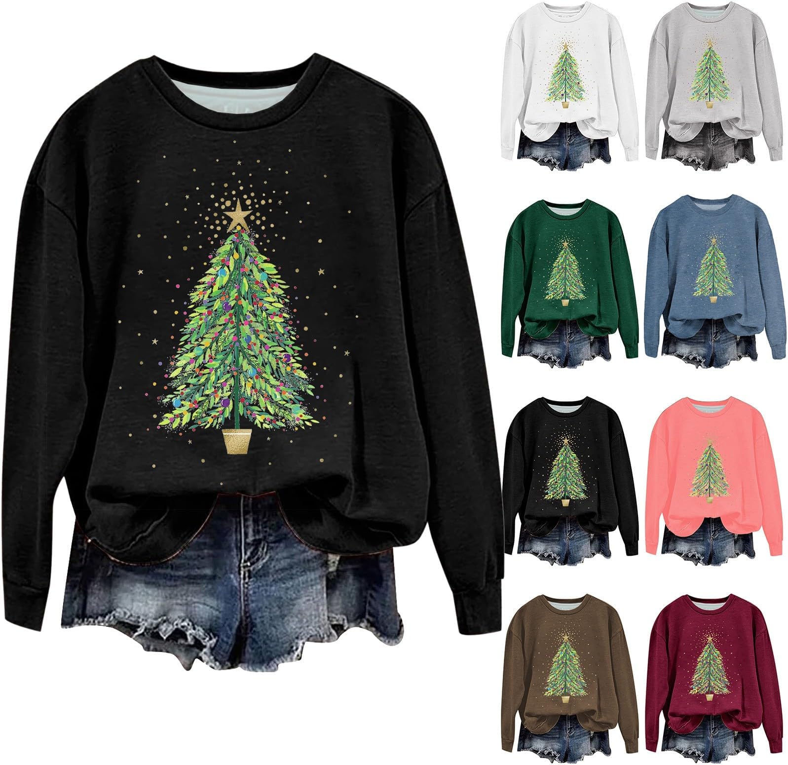 Saxrel Ladies Christmas Jumpers Womens Sweaters And Jumpers Uk Xmas Jumper Christmas Jumpers Ladies Christmas Shirts For Women Plus Size Oversized Jumpers For Women Uk Christmas Sweatshirt UMH
