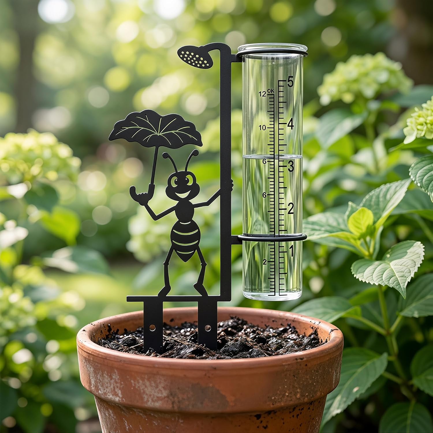 Ant Rain Gauge Outdoor Decorative Metal Garden Stake
