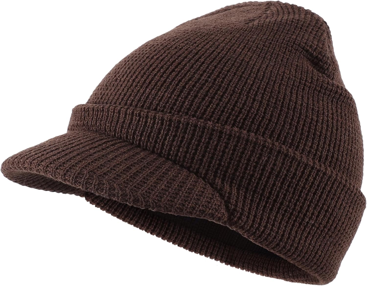 Home Prefer Mens Wool Blend Winter Hat Double-Layer Warm Knit Pre-Curve Visor Beanie Brimmed Beanies Hat for Men Women