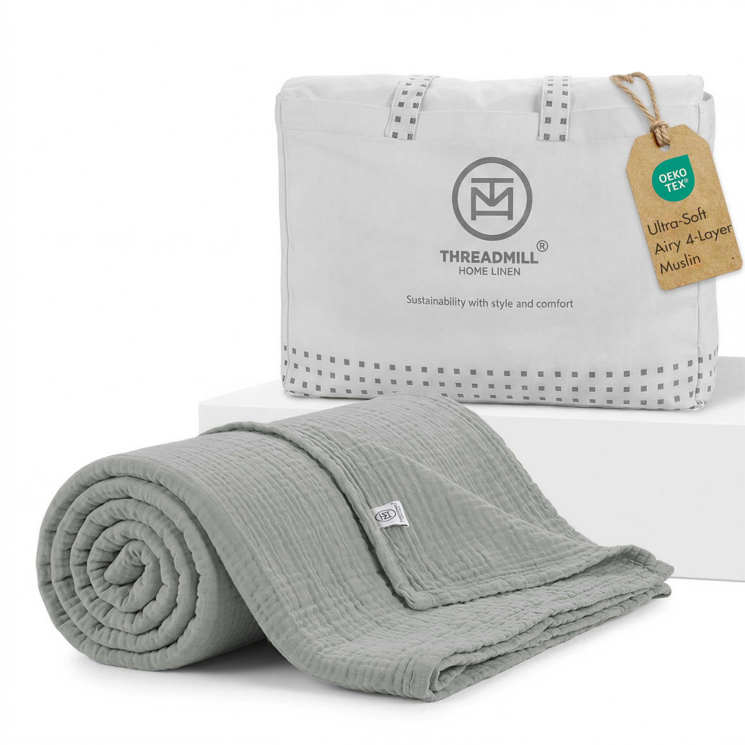 Threadmill Cotton King Blanket, Muslin, Scottish Grey, Lightweight