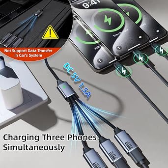 USB C Splitter 1 in 3 USB-C Out, USB Type C Splitter, USBC Male to Multi Type C Female Port Power Charging and Data Transfer Cable for Laptop Mac Flash Drive Keyboard Mouse