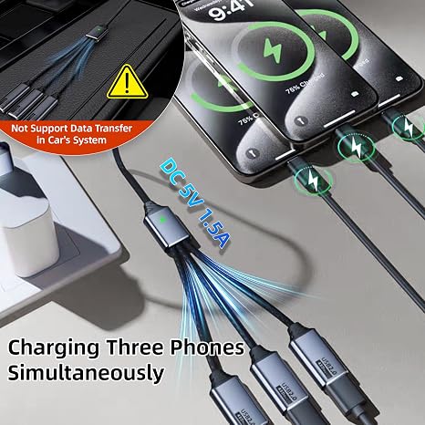 USB C Splitter 1 in 3 USB-C Out, USB Type C Splitter, USBC Male to Multi Type C Female Port Power Charging and Data Transfer Cable for Laptop Mac Flash Drive Keyboard Mouse