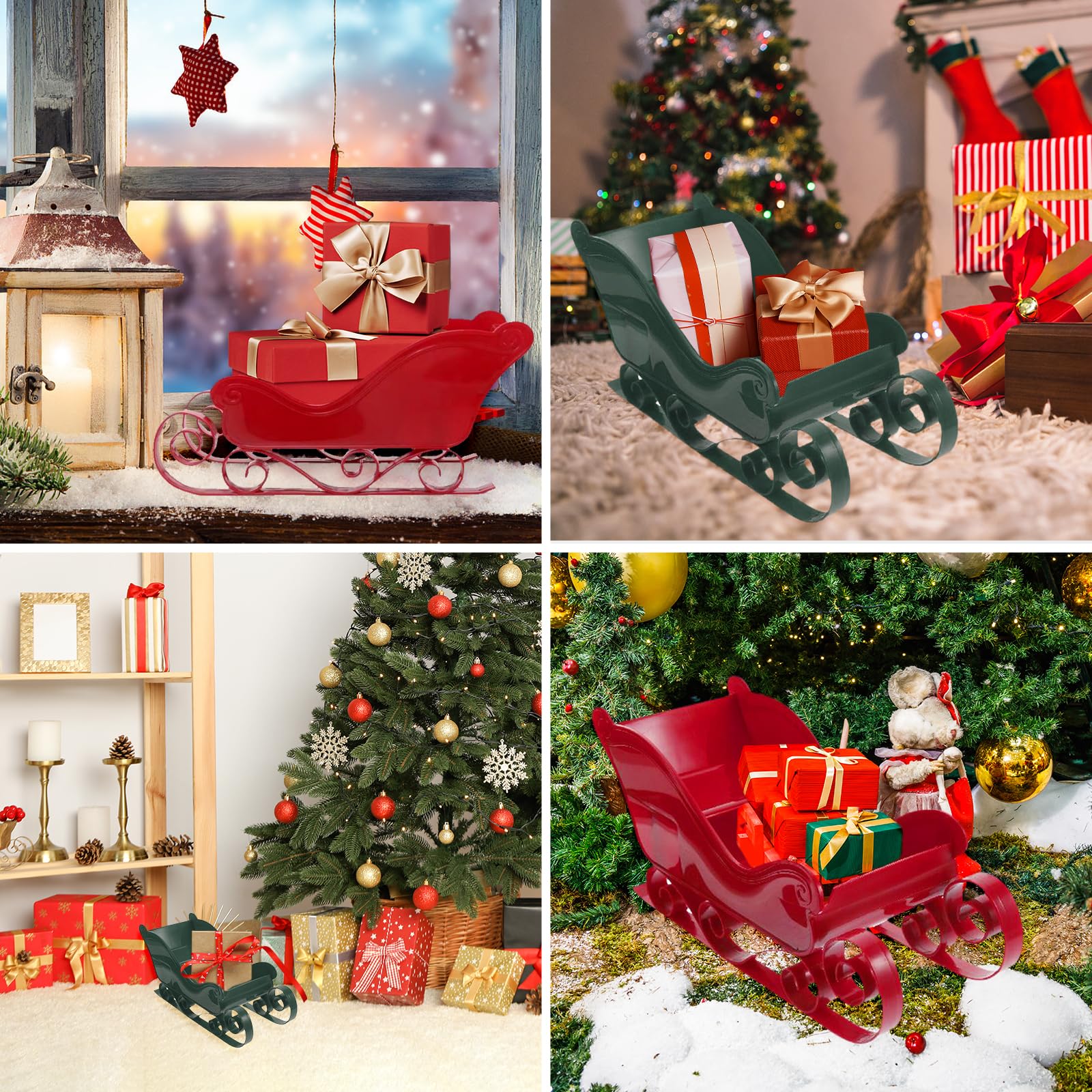 Set De 13 Accesorios Navideños En Miniatura 1/12 Para Casa De Muñecas – Mesa, Sillas, Trineo Y Utensilios De Cocina, Madera Y Resina