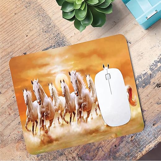 woopme Running Horse Printed Mouse Pad for Office Gaming Professional Laptop PC Desktop Computer Printed Non-Slip Rectangle Rubber Base Mouse Mat…