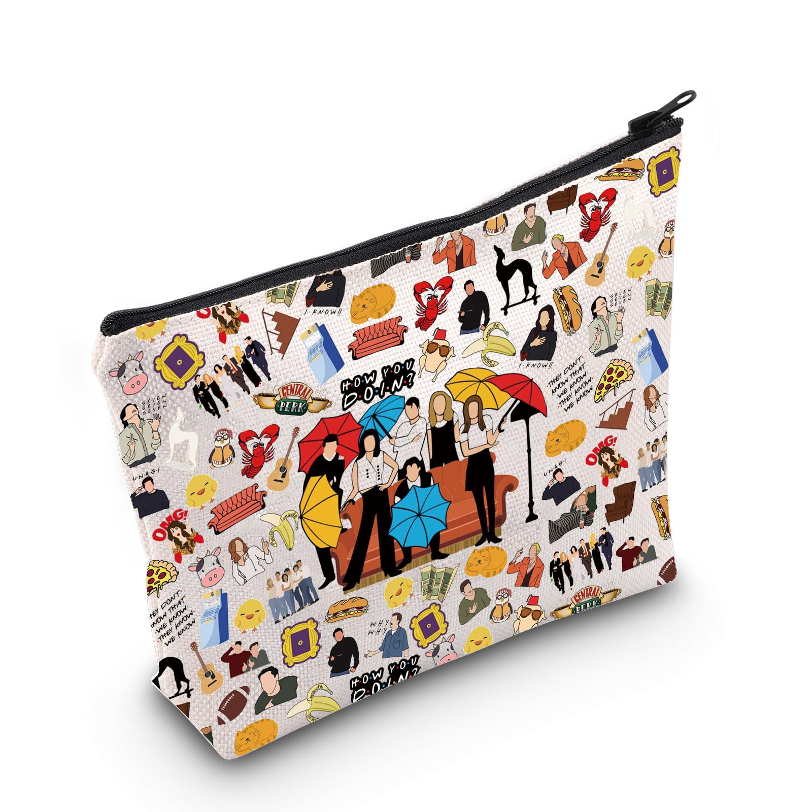 WZMPAFriend TV Show Cosmetic Bag Rachel, Ross, Phoebe, Joey, Monica, Chandler Fans Gift - Central Park Friend Character Makeup Zipper Pouch Bag