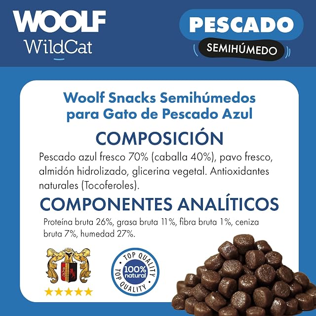 Foto 5 de 7 de Snacks Semihúmedos para Gatos - Woolf Wildcat - Snack tierno para Gatos (50gr, Pescado)