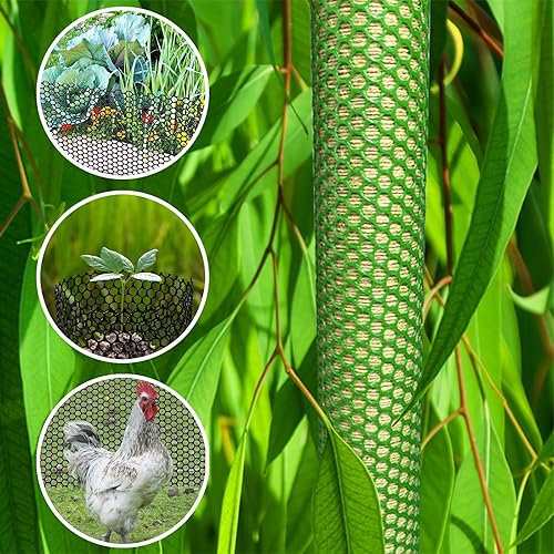 Miniatura 5 de Malla de alambre de pollo de plástico con bridas de cremallera, malla de alambre de pollo de 1.3 x 10 pies para jardinería, cercado de aves de