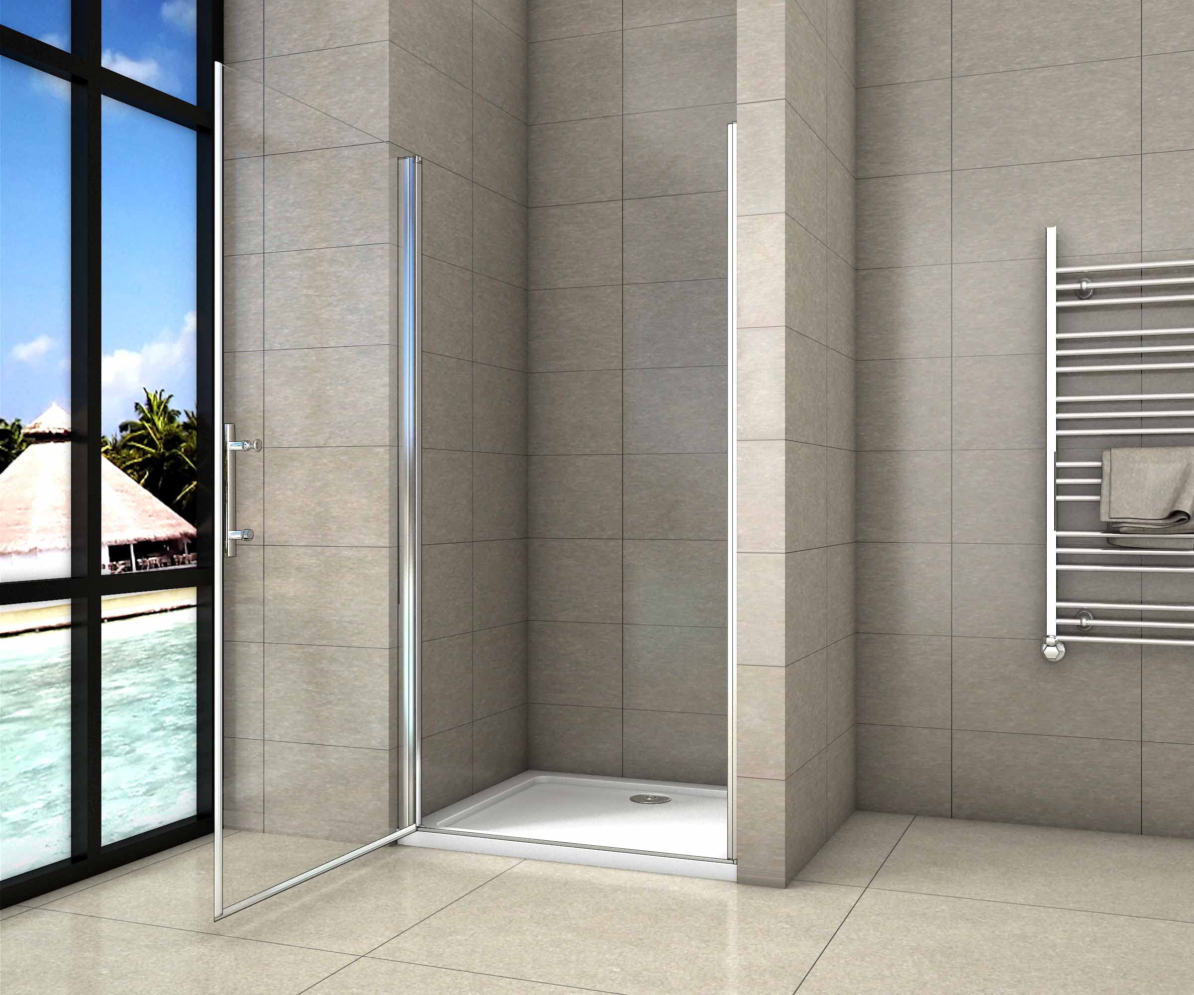 AICA porte de douche pivotante 70x180cm en 6mm verre anticalcaire porte de douche Hauteur 180cm Installation en niche