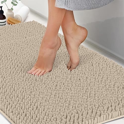 Miniatura 8 de Tapetes de baño de felpilla de 22 x 14 pulgadas, tapetes de baño absorbentes de felpa de secado rápido, suaves y lavables a máquina, alfombras