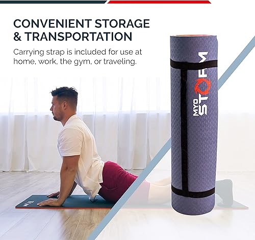 Miniatura 4 de Tapete de yoga de espuma de alta densidad con soporte de cojín de alta calidad para entrenamiento, ejercicio, pilates, antideslizante, doble cara,