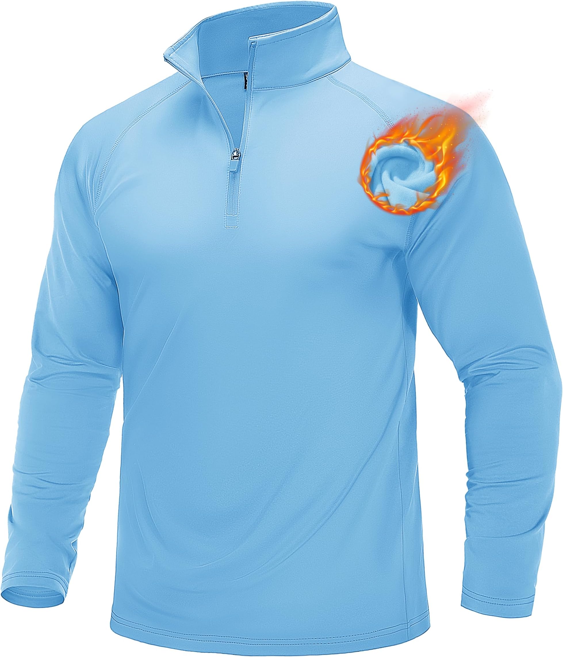 Men's Quarter Zip Pullover Long Sleeve Sweatshirts Fleece Lined Golf Pullover Thermal Gym Workout Tops