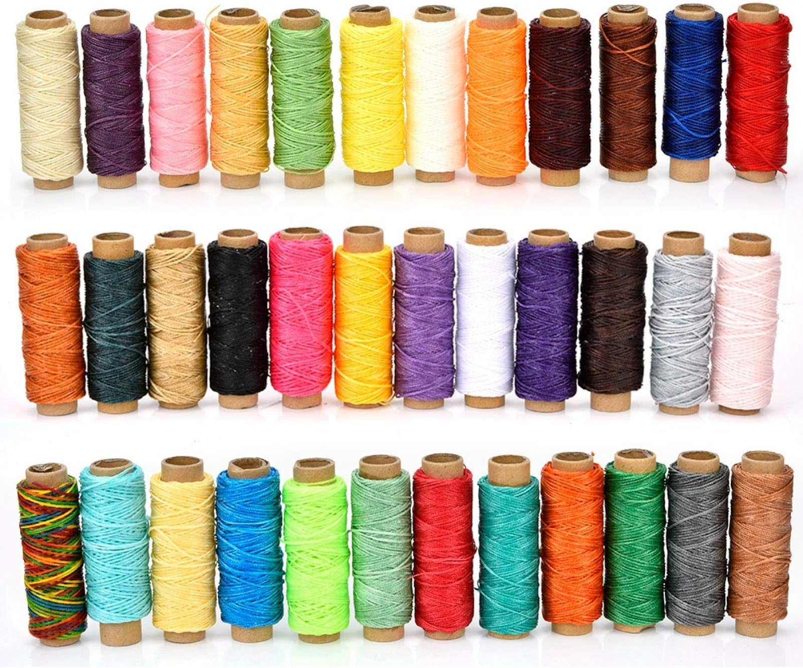 50m Waxed Thread, 36 Colors 150D Sewing Thread for Leather Craft/Bookbinding/Shoe Repairing
