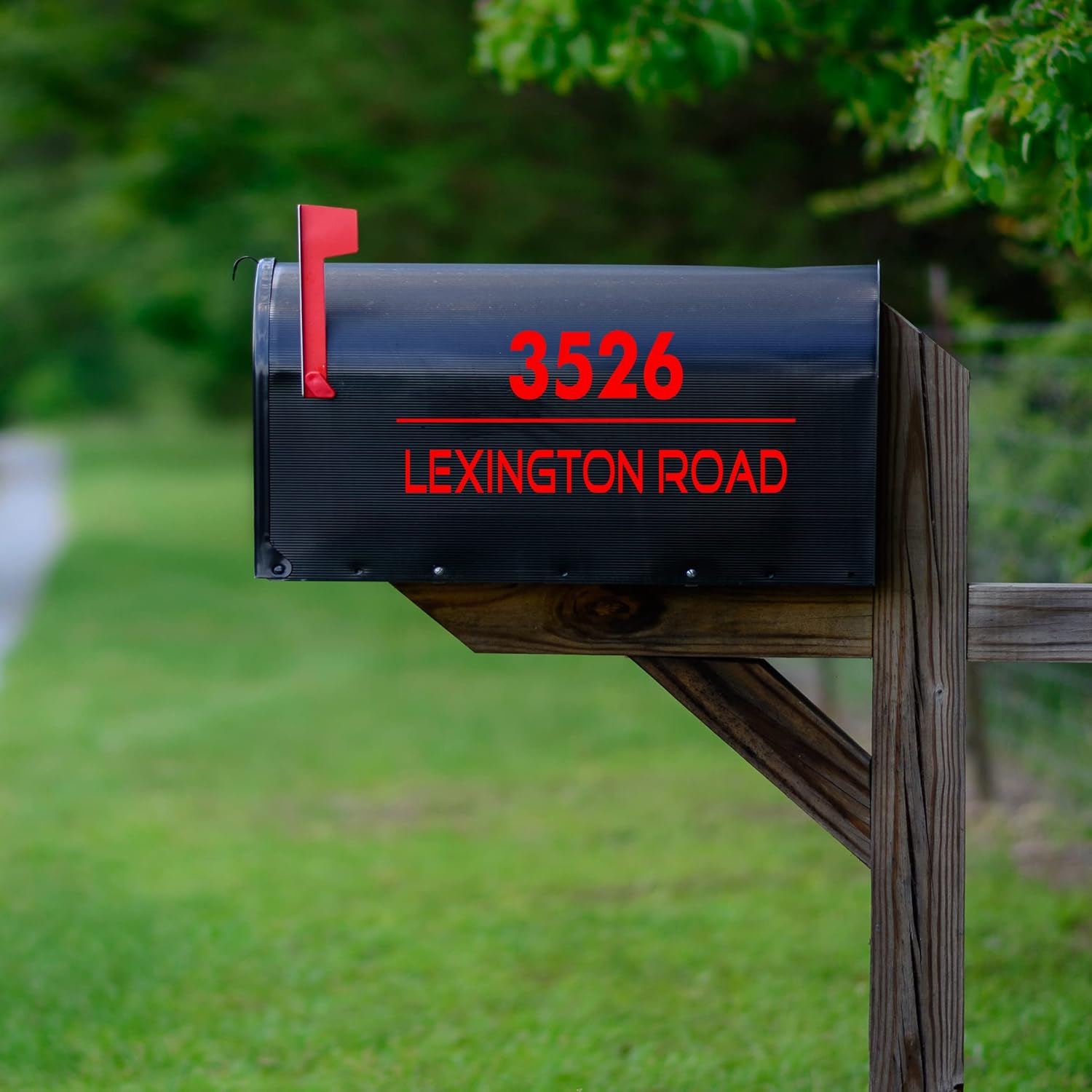 VWAQ Mailbox Address Custom Vinyl Decals - Set of 2 Street Address Sticker - CMB32 (4.5" H X 11.5" W, Black)