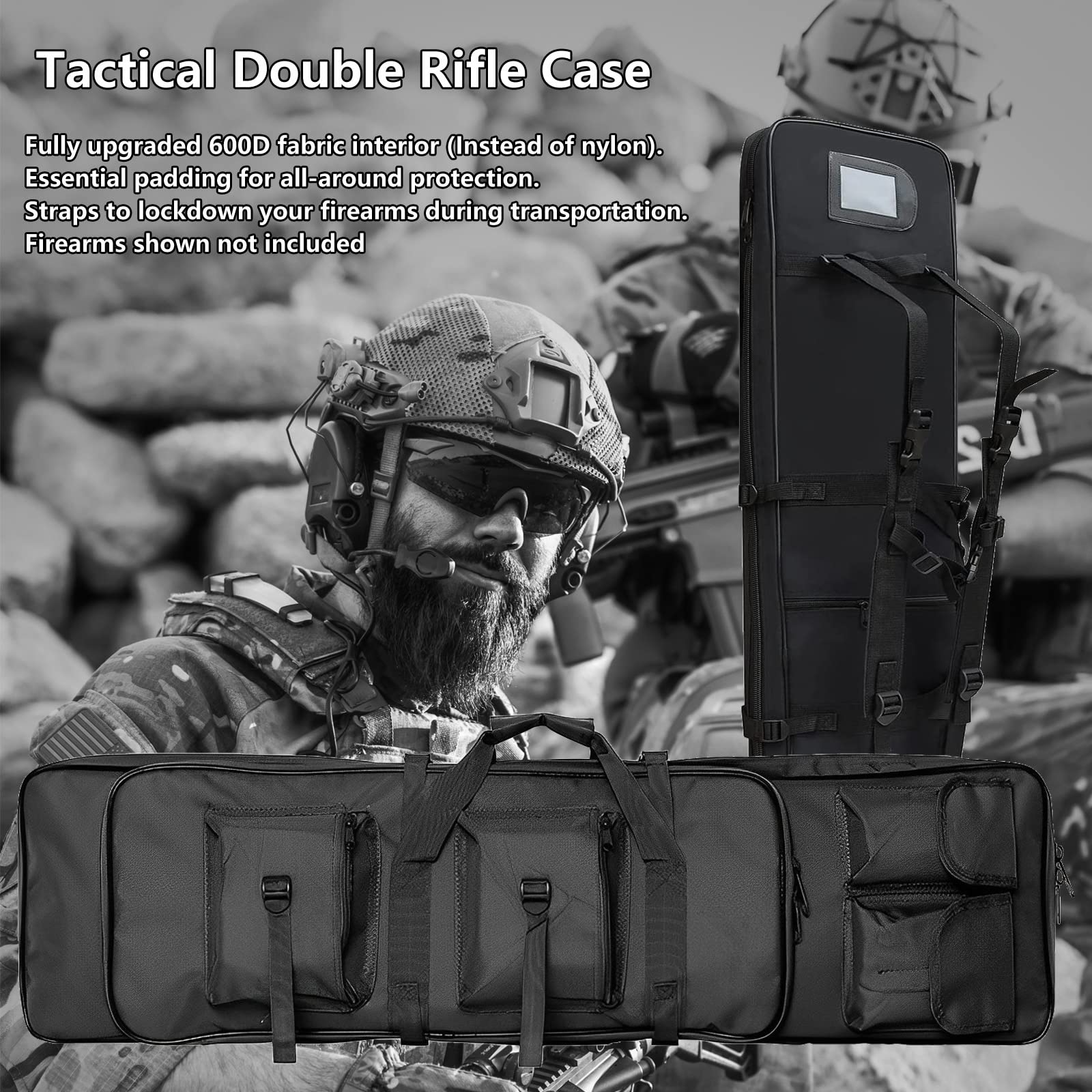 Bolsa táctica para Armas Armas largas, Bolsa Doble para Armas de 85/100/120 cm con Correa Ajustable para el Hombro, Estuche para Armas largas para Almacenamiento de Equipo de Caza
