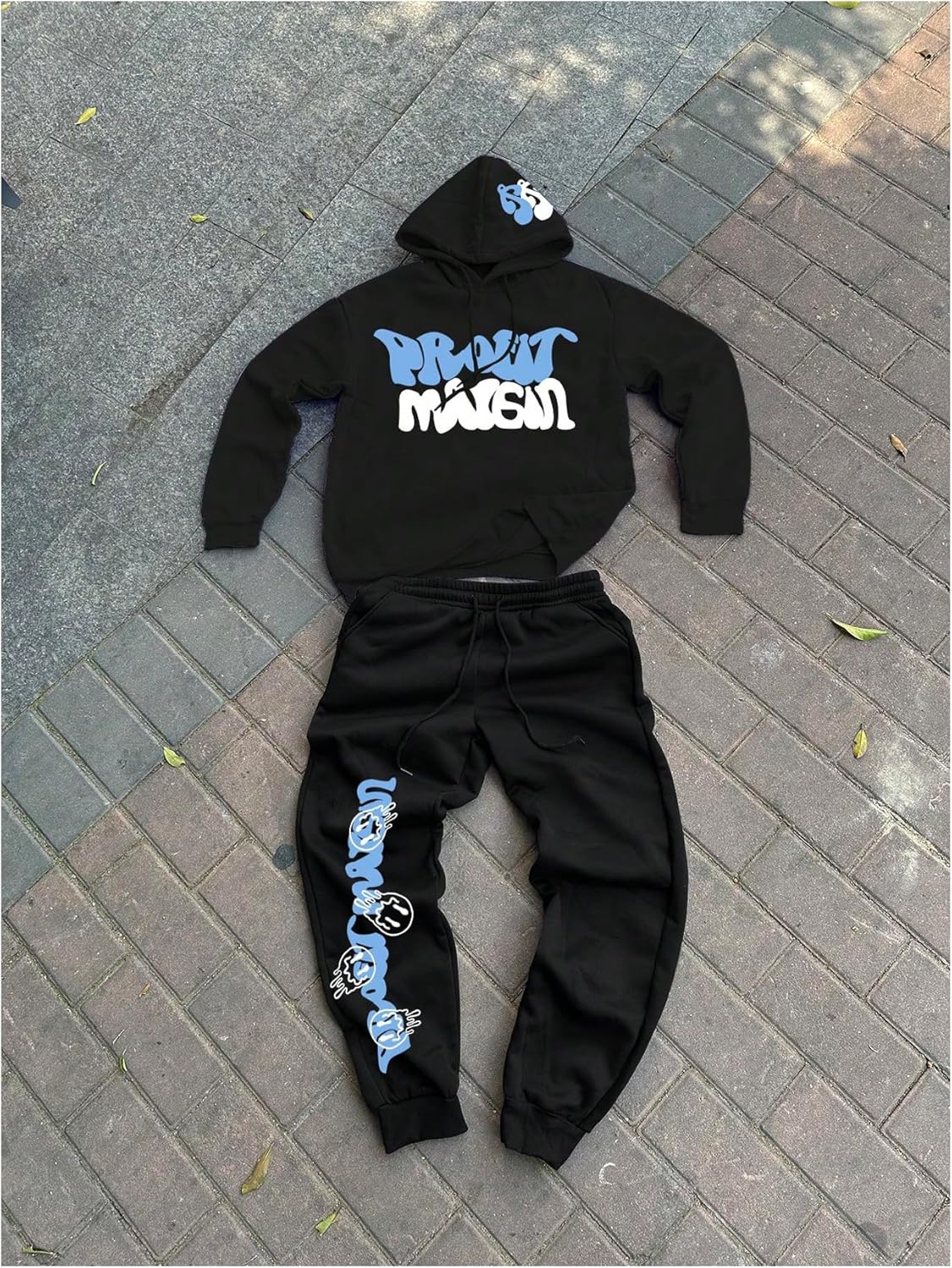 Men's 2 Piece Sweat Set Long Sleeve Graphic Hoodie Sweatshirts and Drawstring Joggers Tracksuits - Image 3