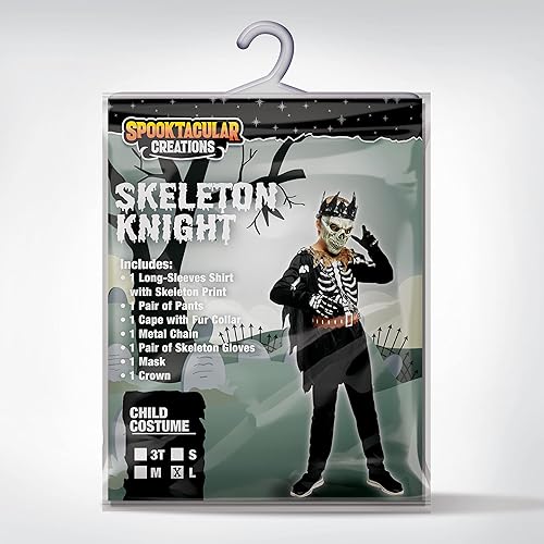 Miniatura 6 de Spooktacular Creations Disfraz de esqueleto para niños, disfraz de caballero temático oscuro para niños, fiestas de Halloween