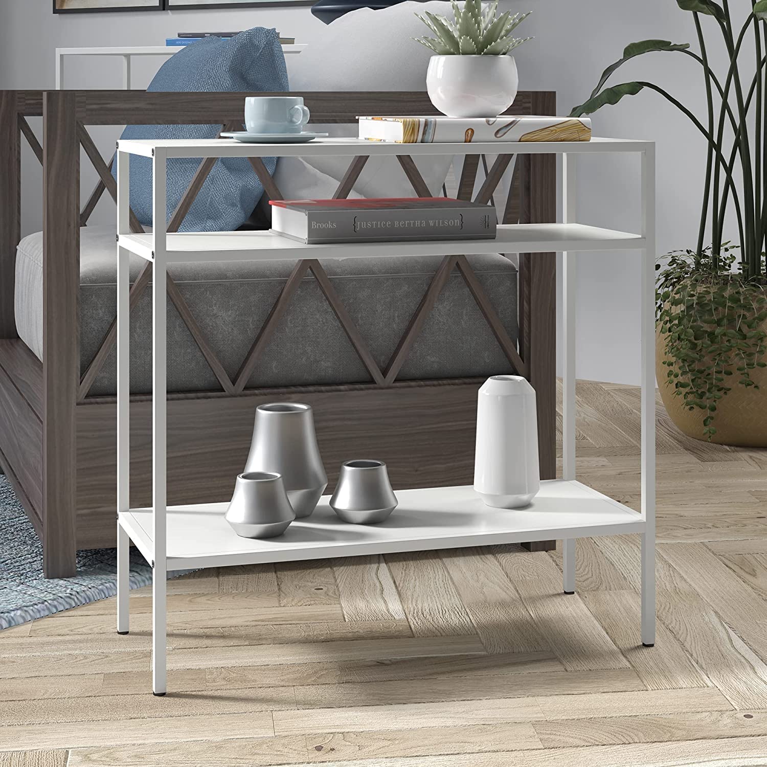 Indian Decor. 48174 Modern Metal Shelves Side Table, 24"/ Side Table