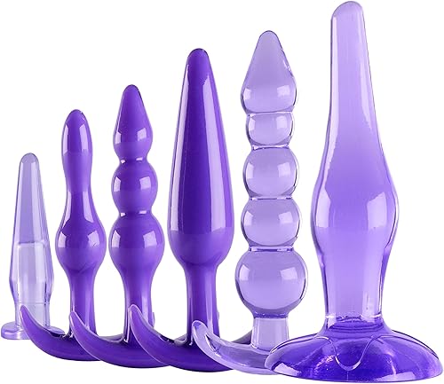 YiFeng Kit de entrenamiento anal de 6 piezas, tapones para los glúteos, conjunto de principiantes, masajeador de próstata de silicona (morado)