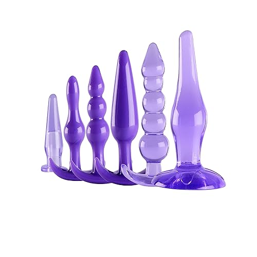 YiFeng 6PCS Anal Trainer Kit Butt Plugs Beginner Set Silicone Prostate Massager (Purple) - Type B