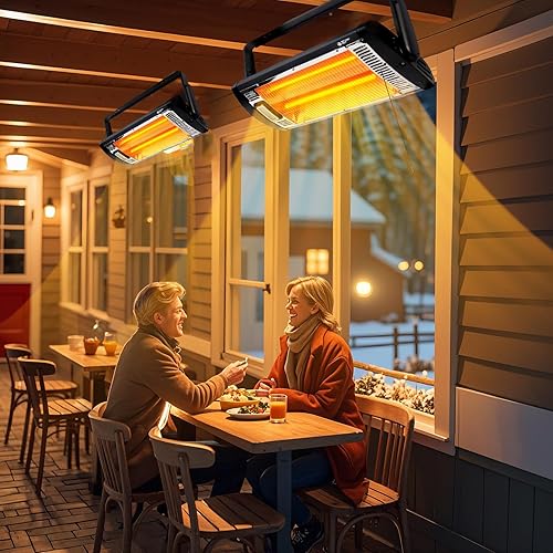 Miniatura 2 de Calentador eléctrico de garaje de 120 V, 2 paquetes, 7501500 W para montaje en techo para garaje, tienda, patio con inclinación ajustable de 90,