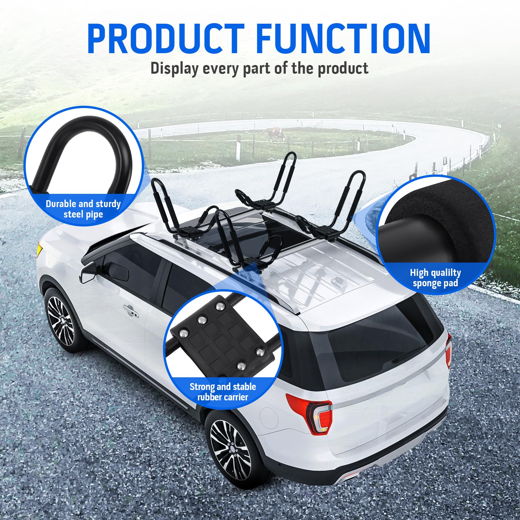 2 stück Universal Auto Kajakhalter Bootsträger Auto Dach Bootshalterung Dachträger Kajak Stütze Universal J bar Dachträger Halter für Kajak und Skibrett