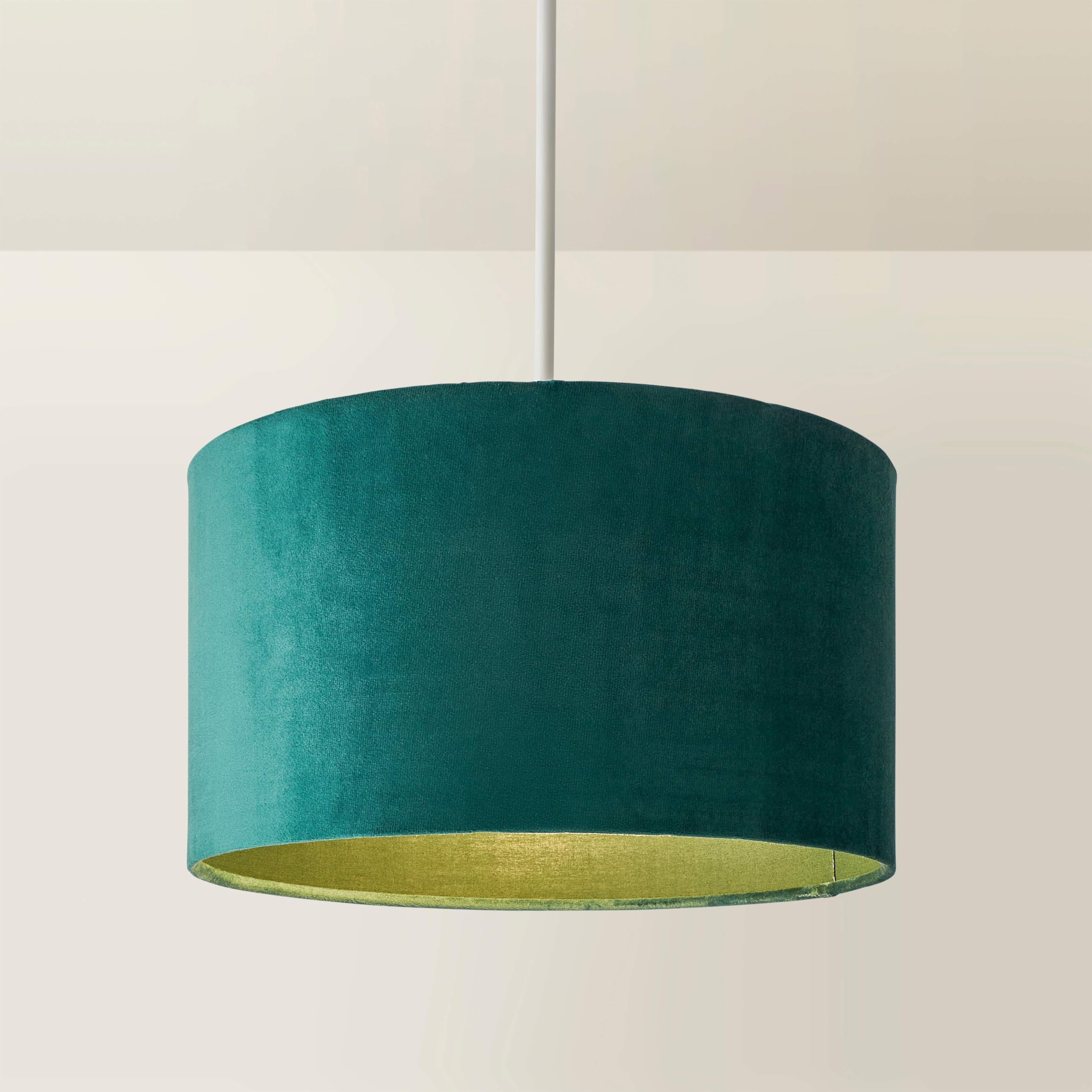 MiniSun | Medium Modern Forest Green Velvet Drum Light Shade | Lamp Shades, Home Décor & Improvement Essential | 350mm Shade Width