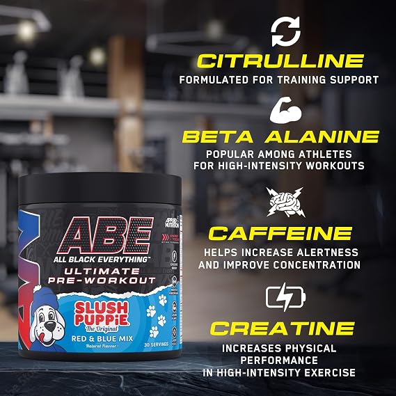 Applied Nutrition ABE Pre Workout Powder Slush Puppie 375g | High-Energy Pre-Workout with Citrulline, Creatine & Beta-Alanine for Physical Performance - (30 Servings)