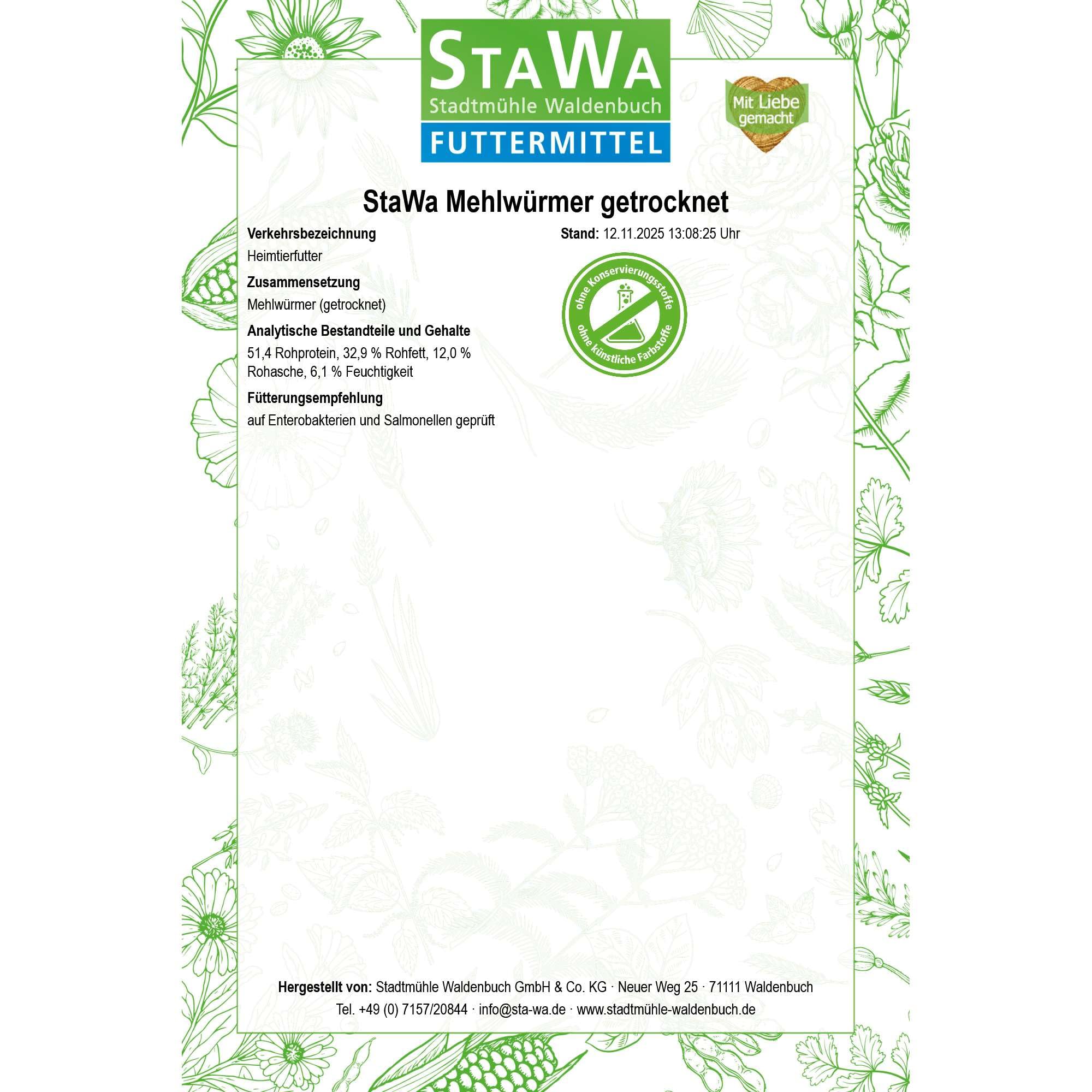Mehlwürmer getrocknet, proteinreiches Vogelfutter, schonend getrocknet, Snack für Reptilien und Vögel, 2X 5 kg Sparpaket