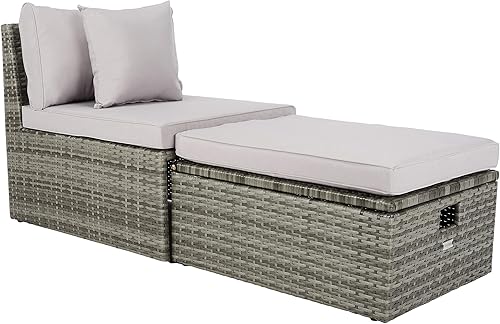 Miniatura 7 de Safavieh PAT7515B Collection Pramla - Juego otomano de 4 piezas para exteriores