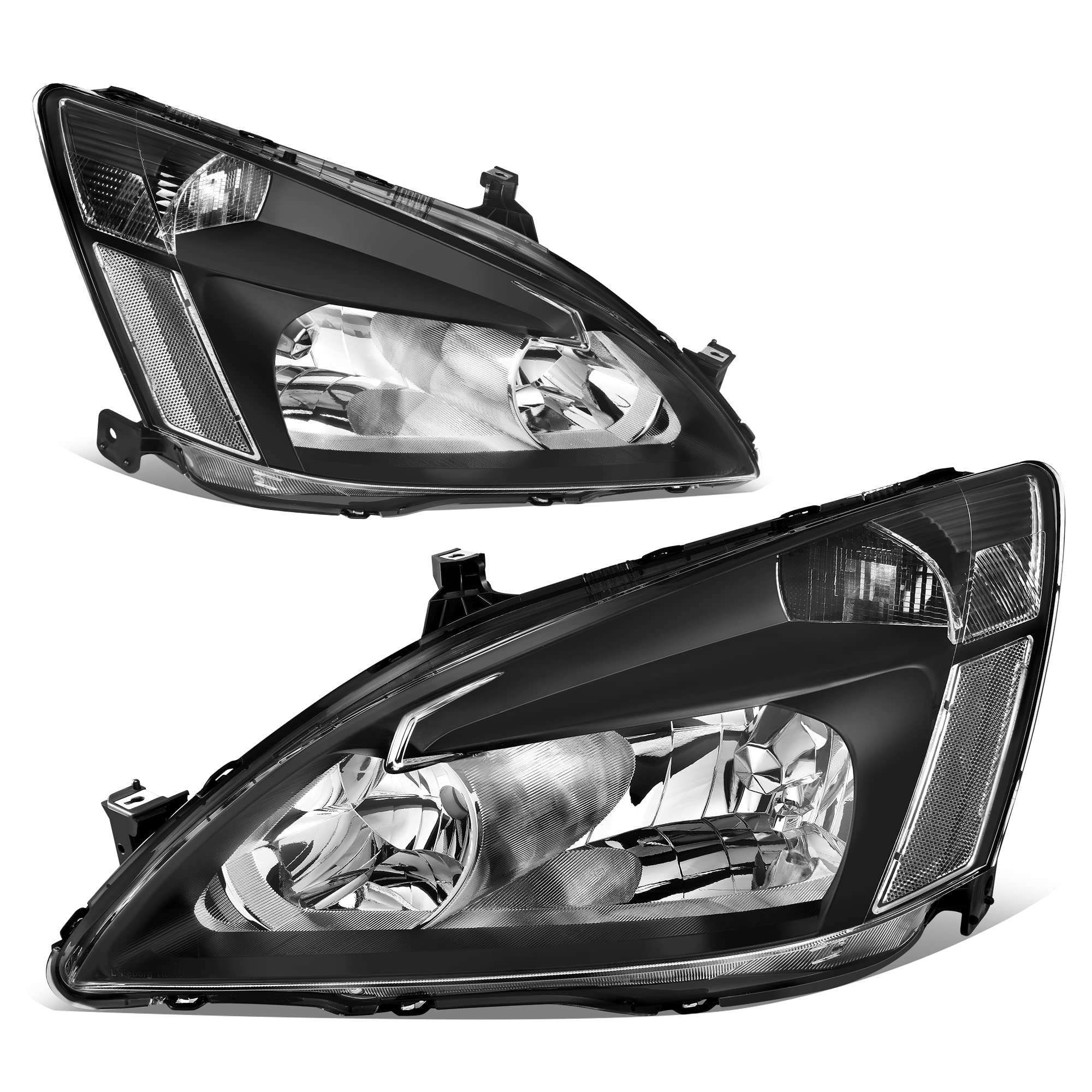 AUTOSAVER88 Headlight Assembly Compatible with 2003 2004 2005 2006 2007 Accord Headlight Assembly OE Headlamp Replacement Black Housing Clear