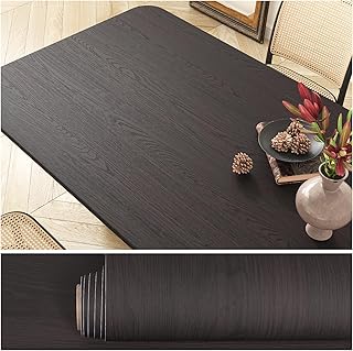 VEELIKE Thick Espresso Wood Contact Paper Peel and Stick Waterproof Dark Brown Wood Wallpaper for Countertops Table 15.7''x118'' Self Adhesive Wooden Grain Vinyl Wrap for Kitchen Cabinets Furniture