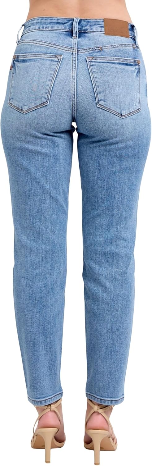 Judy Blue Women's Mid-Rise Vintage Wash Slim Fit Jeans with Cell Phone Pocket