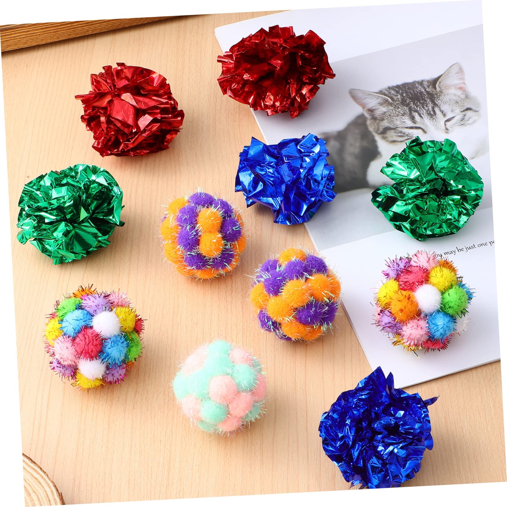 Toddmomy 125piezas Crinkle para Gatos Juguetes Interactivos De Peluche para Mascotas Coloridas y Divertidas para Ejercicio y Entretenimiento Interior