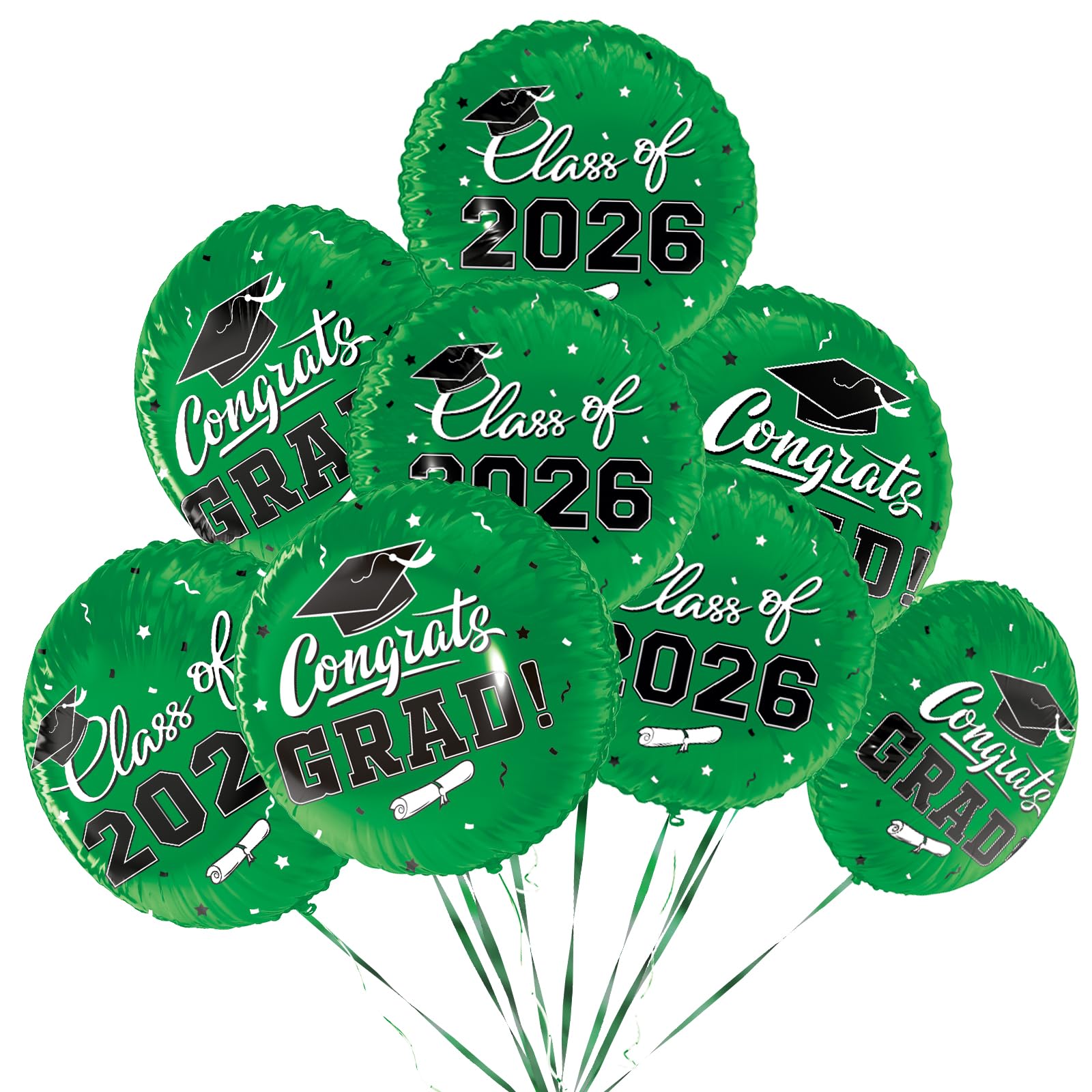 Class of 2026 Graduation Party Supplies & Decorations - 12pcs 18" Congrats Grad Green Balloons Set for Memorable Grad Celebrations