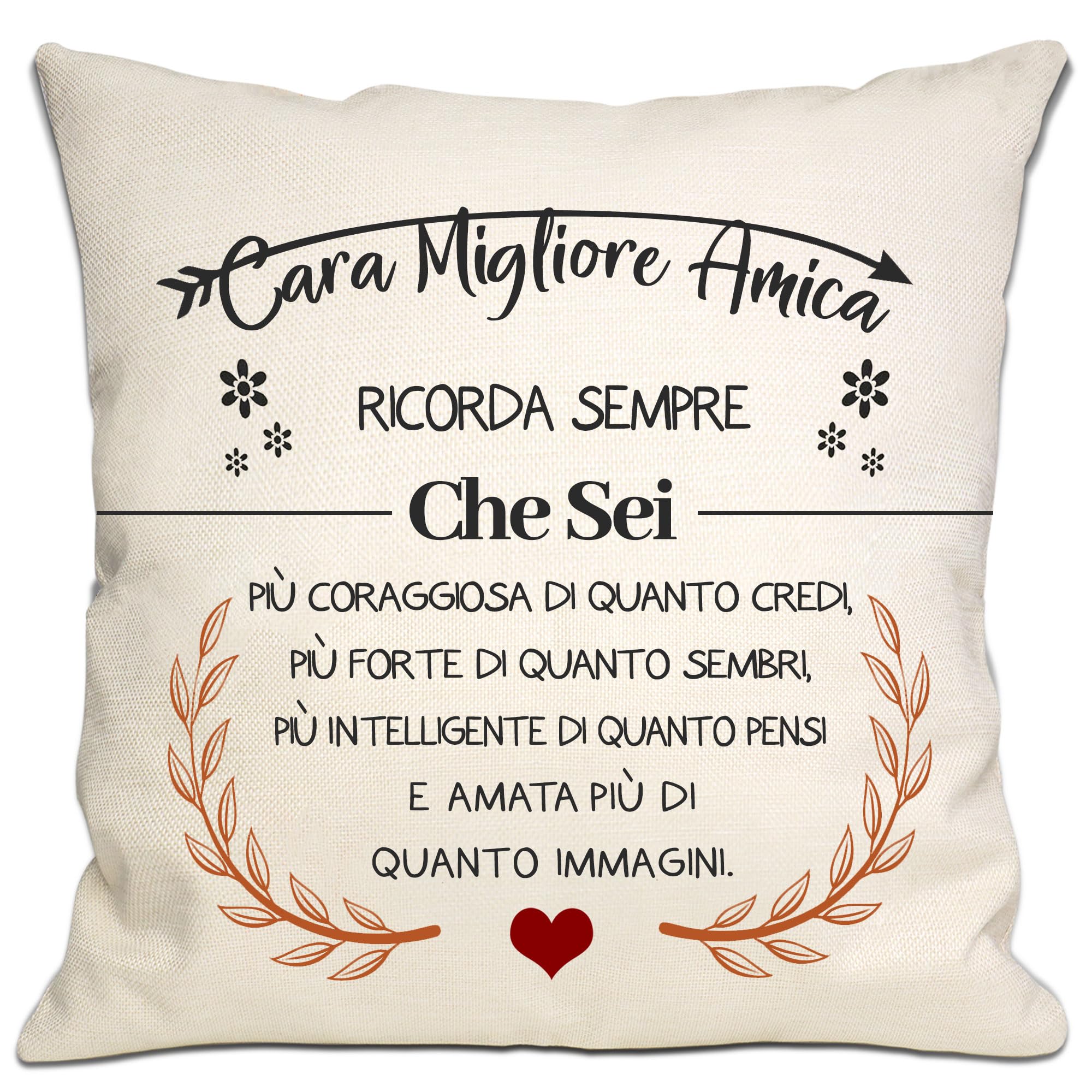 Bommex Cara Migliore Amica Che Sei Più Coraggiosa di Quanto Credi Copricuscini per donne ragazze regalo d'ispirazione per la Migliore Amica regalo di Natale di compleanno (Migliore amica-1)
