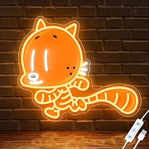 Officially Licensed Cat Kid UV Painted LED Neon Light Inspired Wall Art, Vibrant Kids Room Decor, Superhero-Themed Night Light, Gift for Dog Man Book Fans (15 * 12.8")