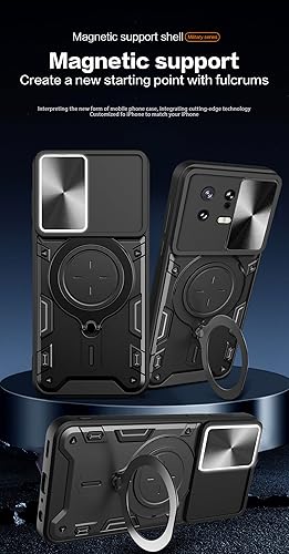 Miniatura 2 de Compatible con funda Vivo V21 5G, carcasa magnética de montaje en automóvil compatible con Vivo V21 4G Kickstand con funda deslizante para lente Bai