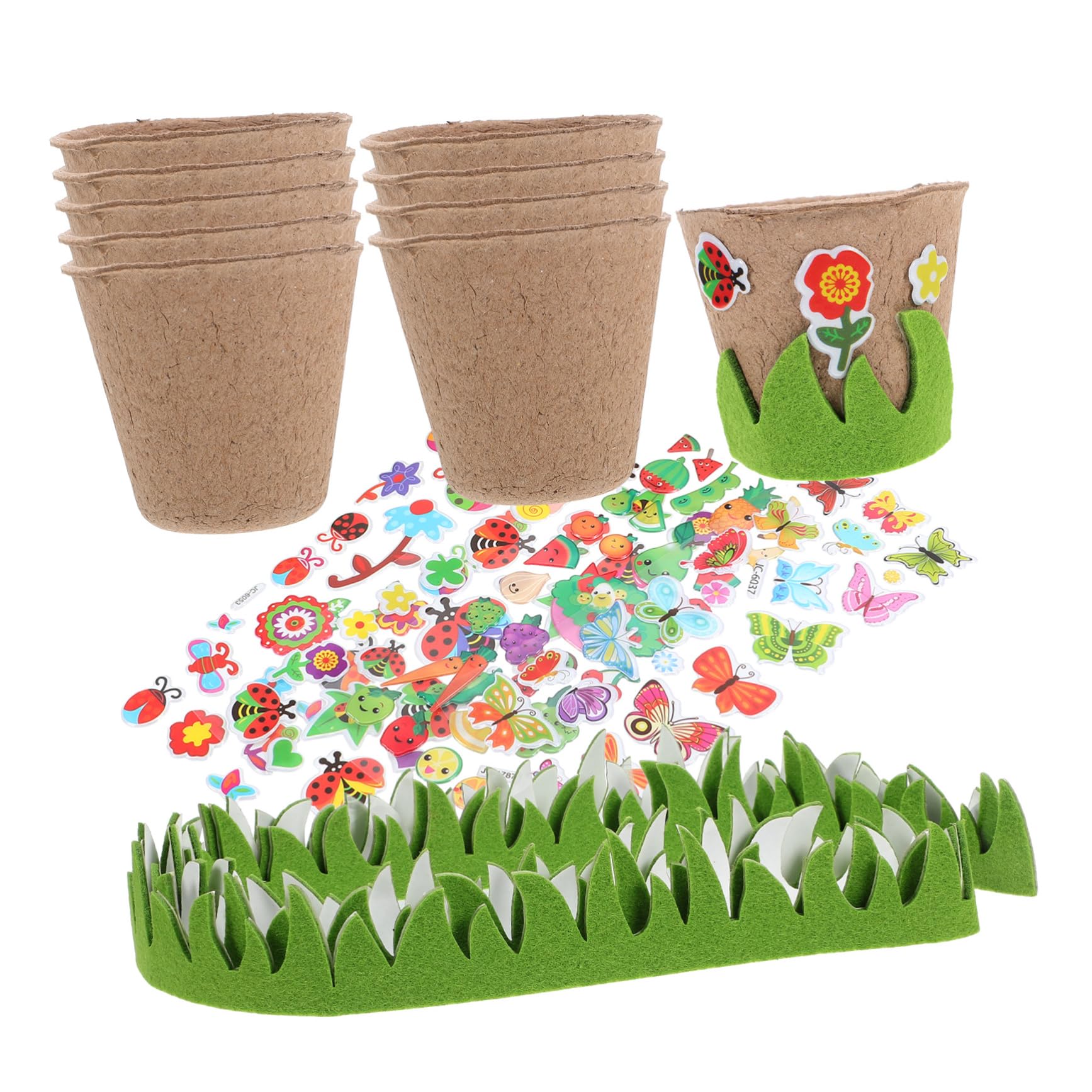 Abaodam 5sätze Diy Pulp Nursery Cups Mit Aufklebern Kreatives Bastelset Für Gartenpflanzen Papier-pflanzbecher Für Erwachsene Blumenübertöpfe Für Pflanzenanzucht