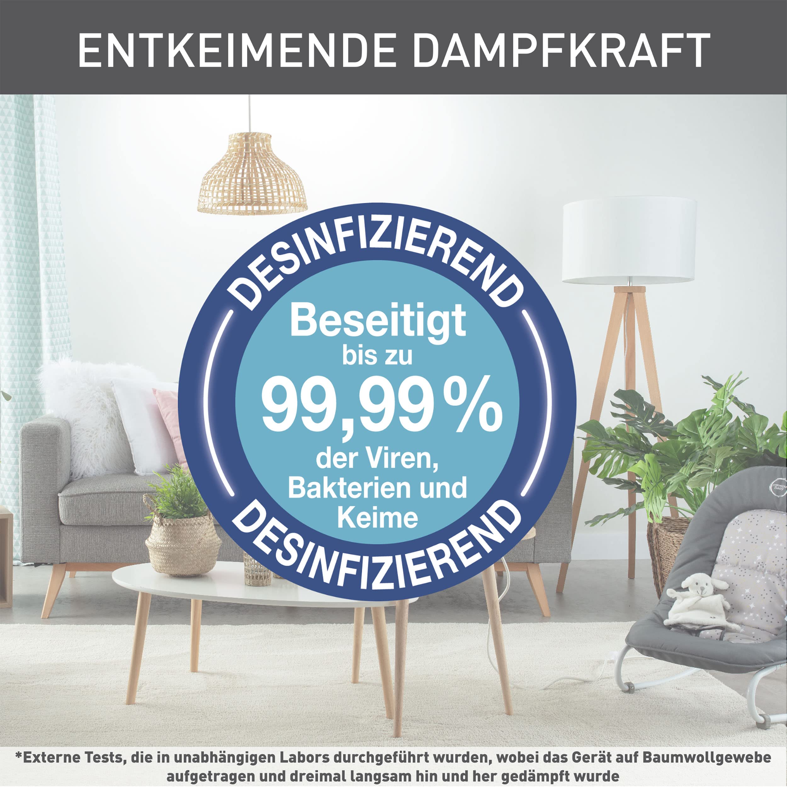 Tefal Access Steam Easy Dampfbürste, 15 Sekunden Aufheizzeit, 1400 Watt, bis zu 25 g/Min., 150 ml Wassertank, Dampfglätter, 8 Min. Steamen, 2,6 m Netzkabel, inklusive Zubehör, weiß/blau, DT7170