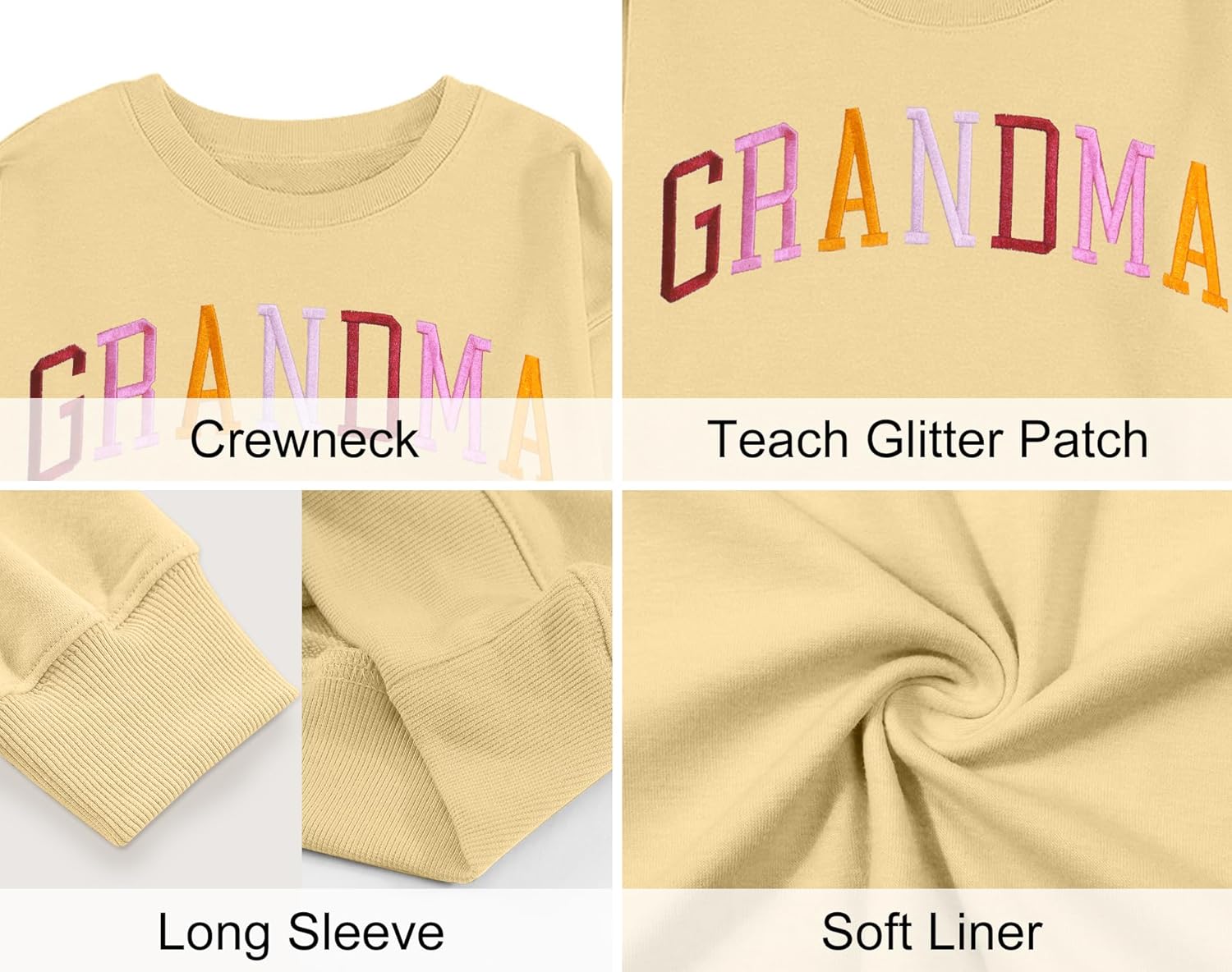 YI XIANG RAN Grandma Sweatshirt for Women - Embroidered Long Sleeve Pullover Top, Oversized - Image 6