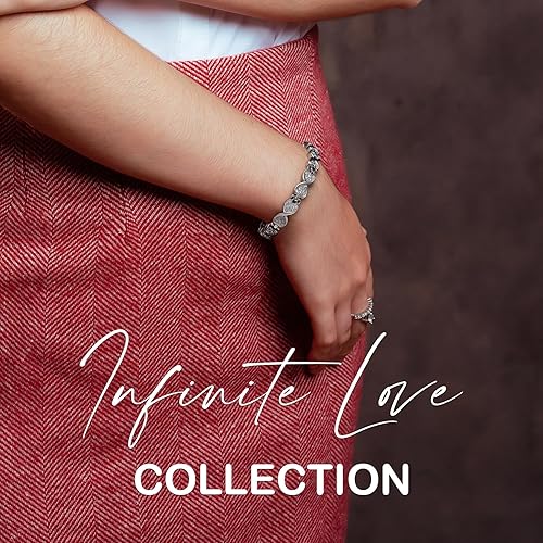 Miniatura 3 de Feraco 2 pulseras de cobre y pulseras magnéticas para mujer con 3800 imanes de terapia Gauss, pulsera magnética de acero de titanio con circonita