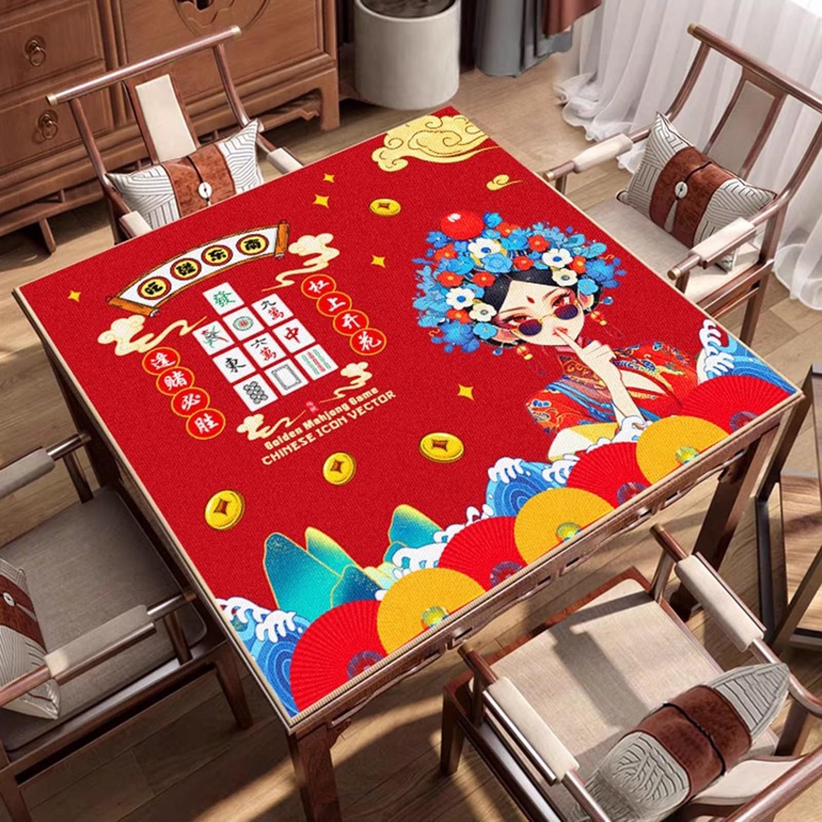 Mata Na Stół Mahjong Z Torbą Do Przechowywania, Kwadratowa Mata Do Gry Planszowej Do Mahjon Poker, Mata Mahjong Do Gier Karcianych(100cm/39in)
