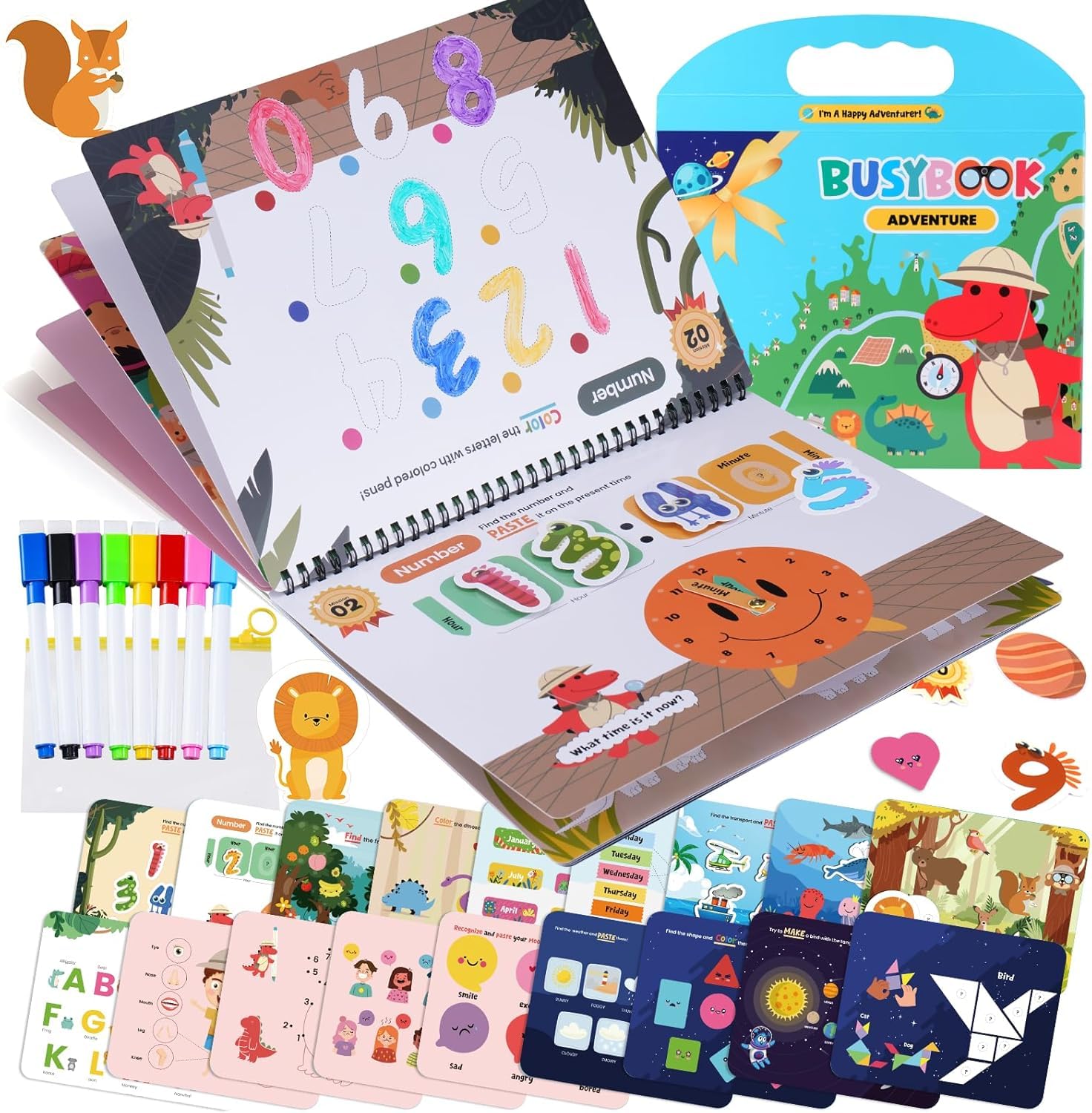 Preschool Learning Activities - Pre k Educational Workbooks, Handwriting Practice Letter Tracing & Activity Busy Books for Kids Ages 3-5, Autism Sensory Travel Toys Gifts for Toddlers 3+ Boys Girls