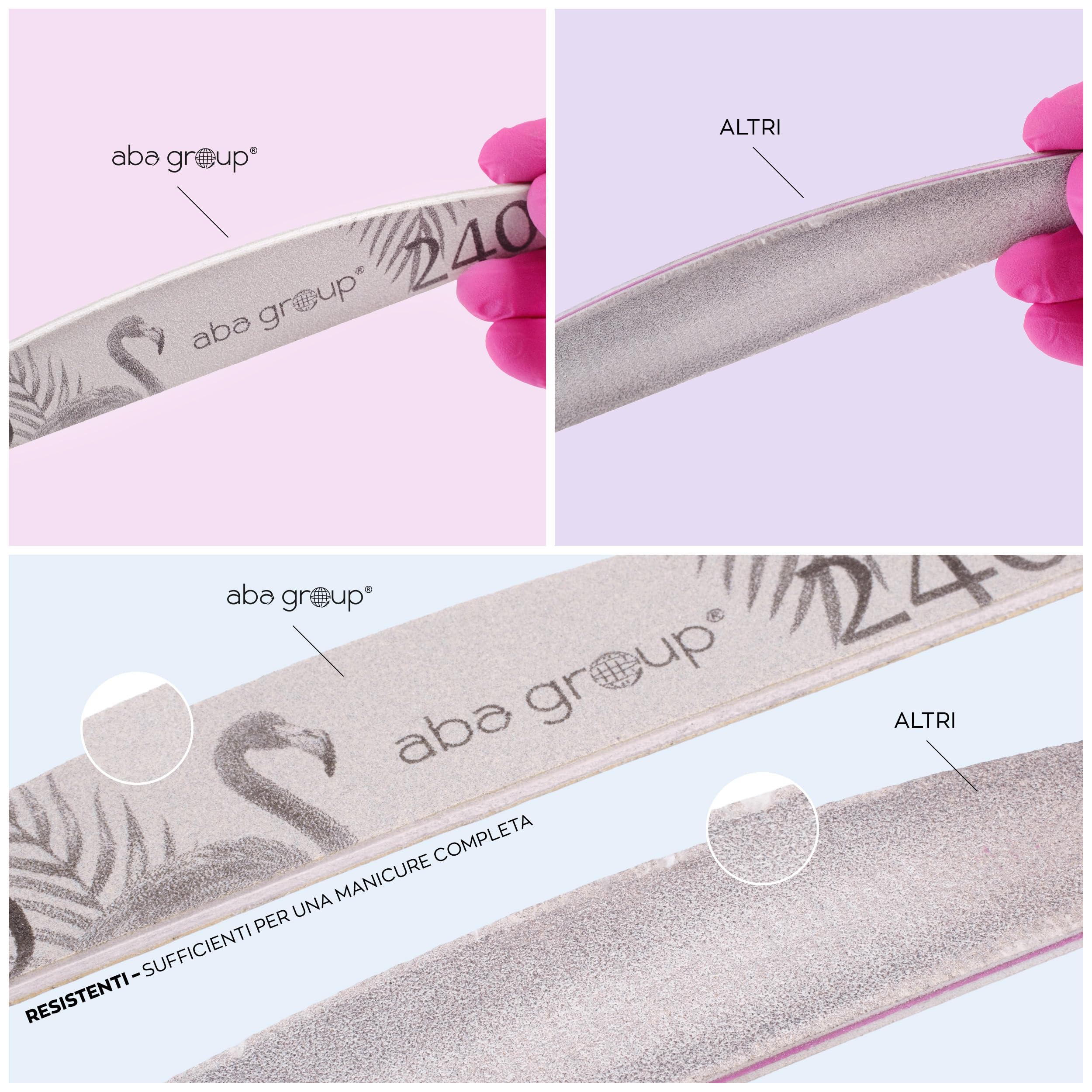 ABA GROUP Lima per unghie 120/180, 100 pezzi, mezzaluna, 4 mm di spessore, strumenti professionali per unghie in gel e naturali, lime per unghie in gel, lime per unghie double face, set di lime per